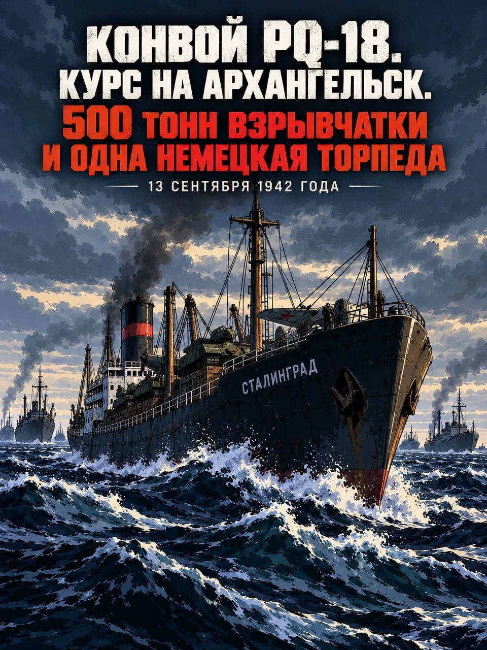 ⚡ 500 тонн взрывчатки в трюме и немецкая торпеда — судьба парохода «Сталинград», шедшег...