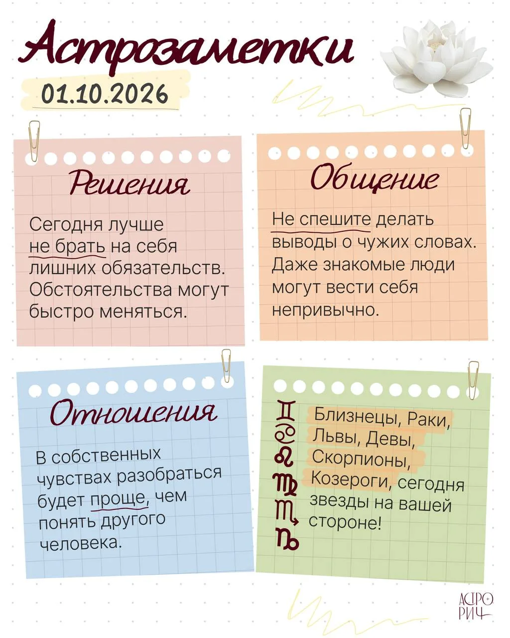 Астрозаметки на 1 октября