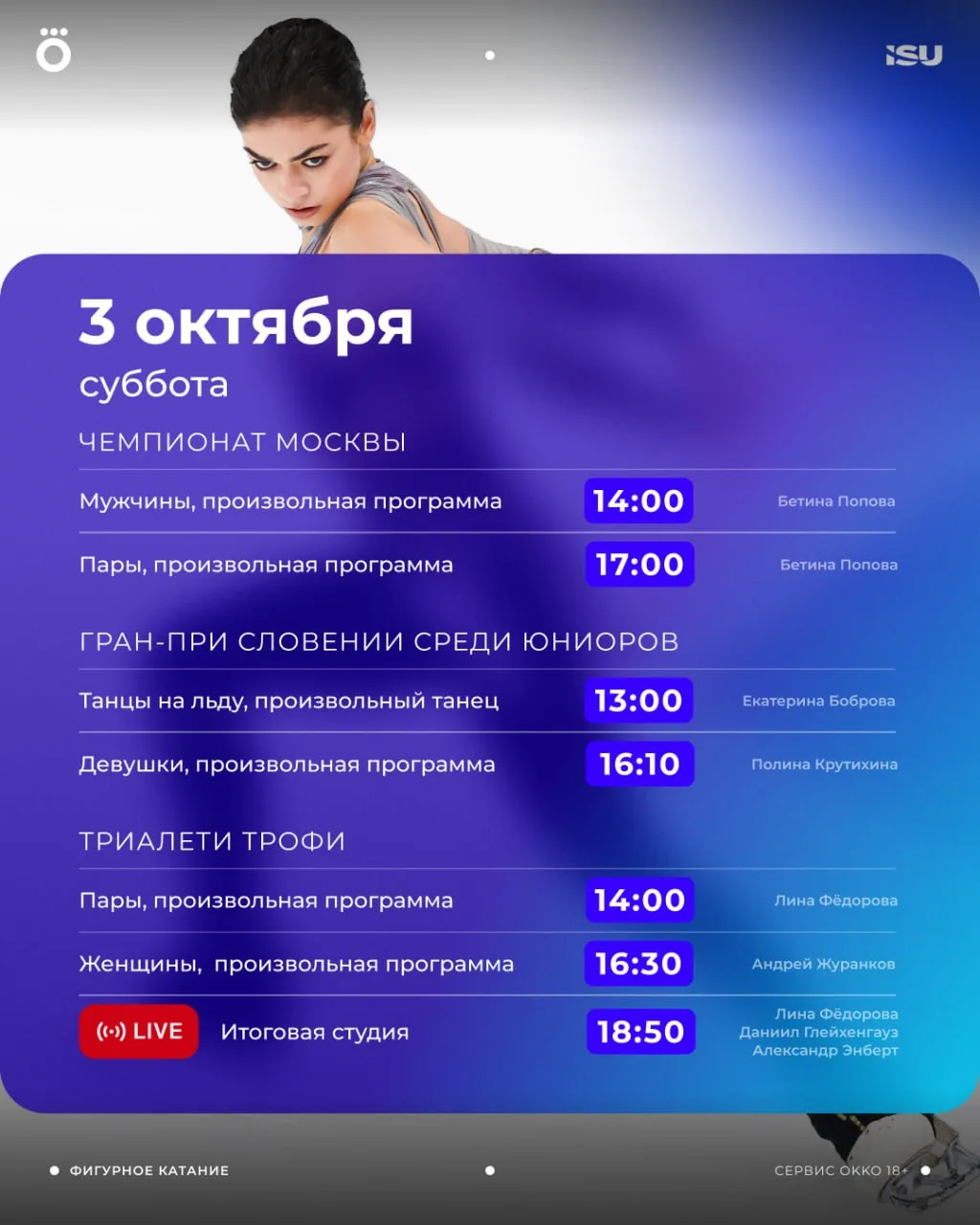 😏 Выходные созданы для того, чтобы было время смотреть фигурное катание.