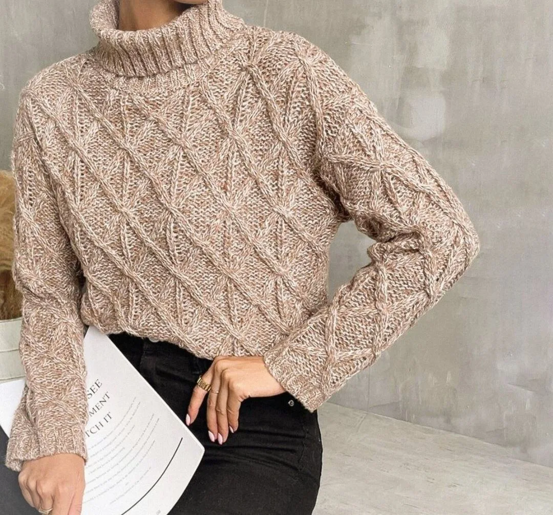 Меланжевый свитер с диагоналями от Shein.