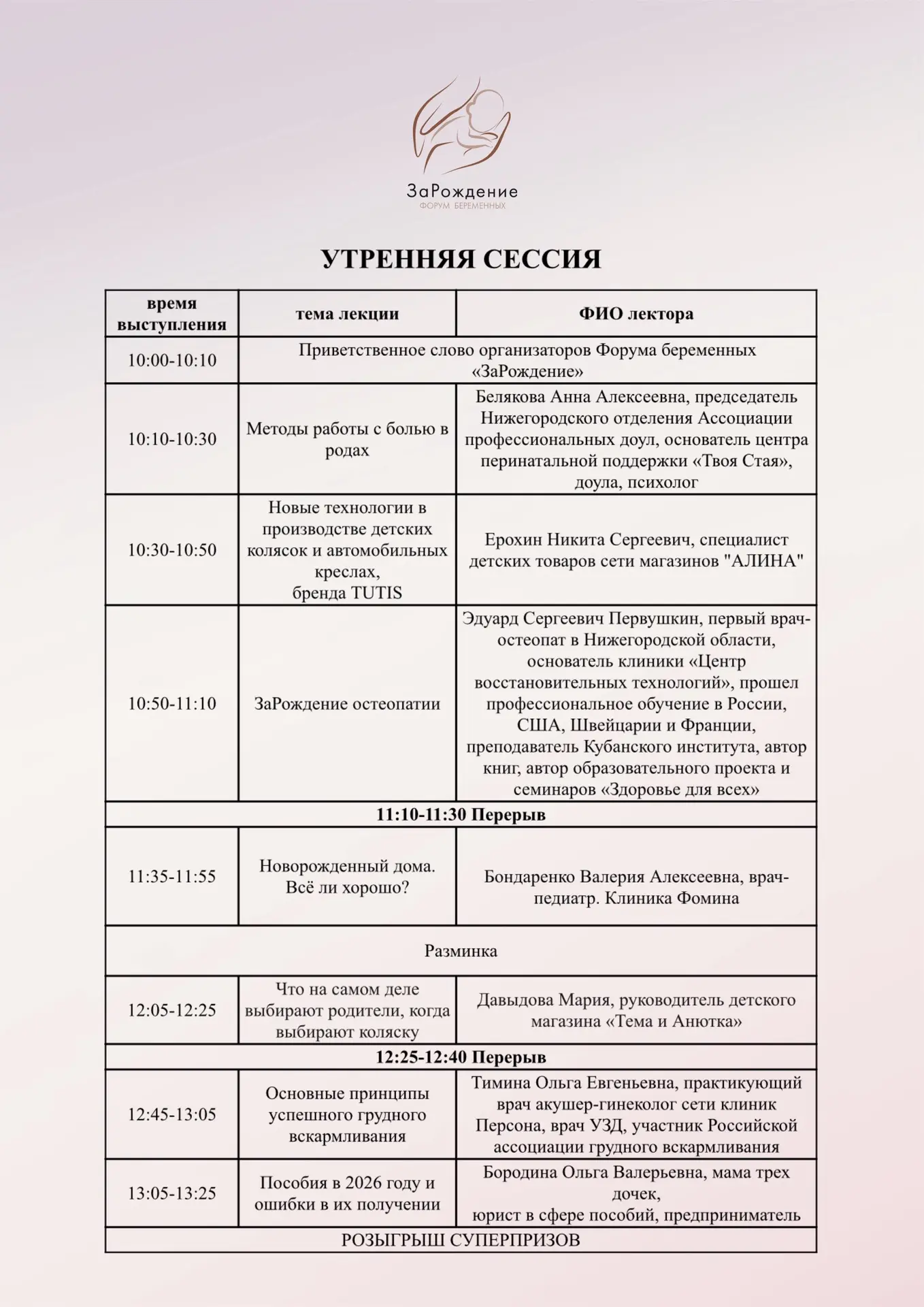 🌸 Готова программа Форума беременных «ЗаРождение» в Нижнем Новгороде!

Девочки, мы с трепетом и рад