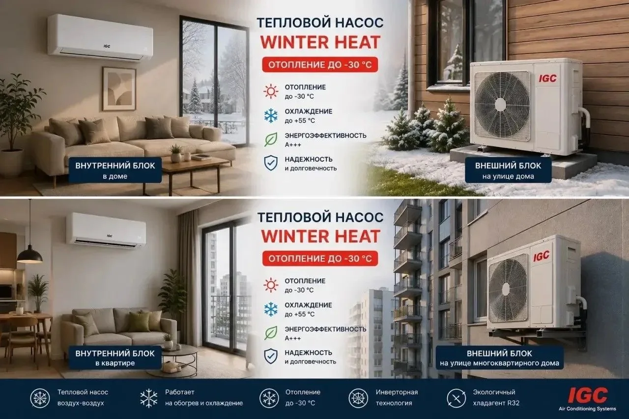 IGC Winter Heat - это современный тепловой насос воздух-воздух, созданный для эффективн...