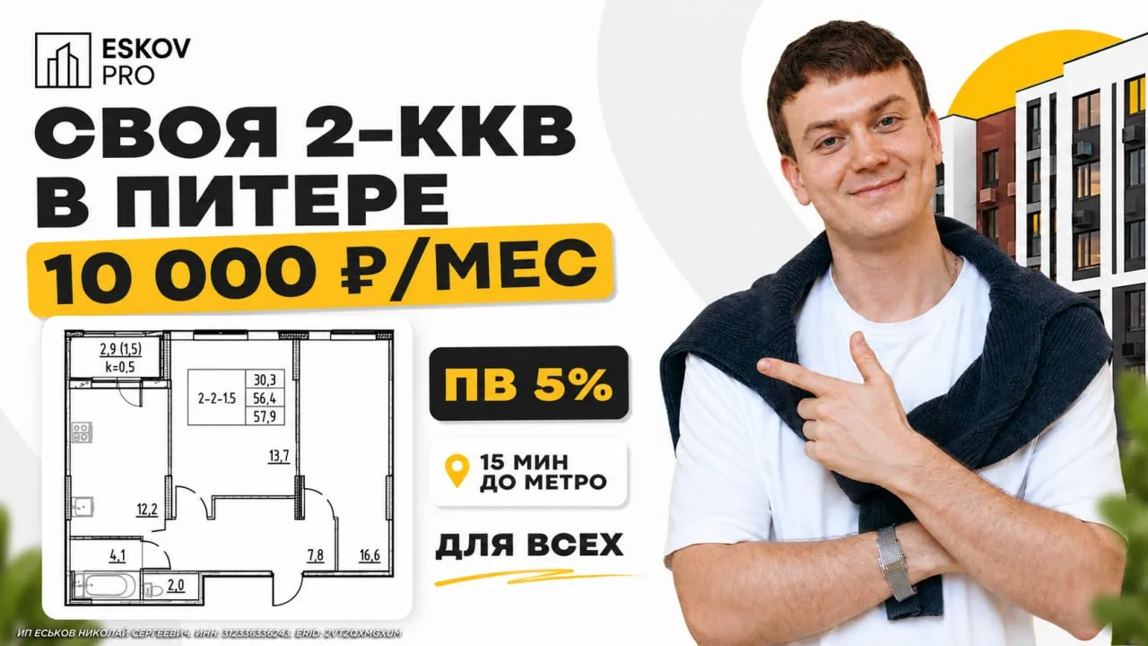 🤯 2-ккв в Питере за 10 000 ₽/мес — и это не студия на окраине