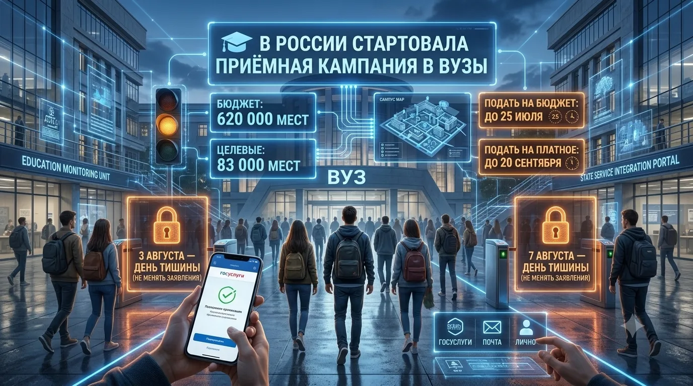 🎓 В России стартовала приёмная кампания в вузы

В этом году абитуриентам доступно 620 тыс. бюджетны