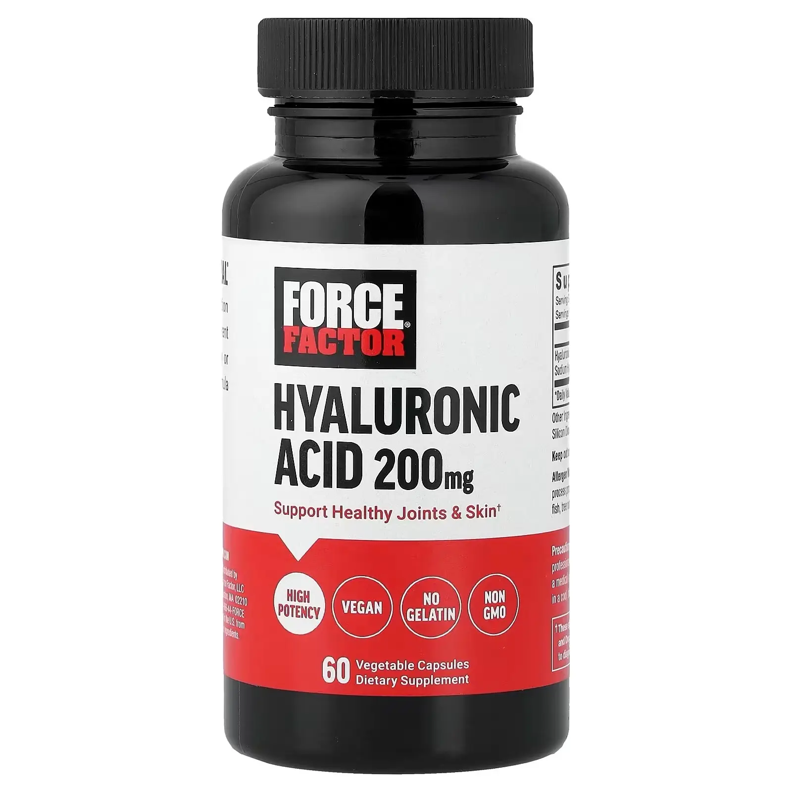 Force Factor, Hyaluronic Acid (Гиалуроновая кислота), 200 мг, 60 растительных капсул — ...