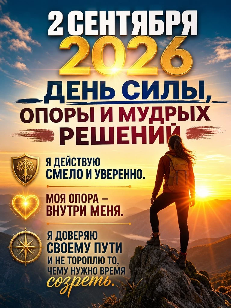 🌙 2 СЕНТЯБРЯ 2026 — ДЕНЬ СИЛЫ, ОПОРЫ И МУДРЫХ РЕШЕНИЙ 🌙