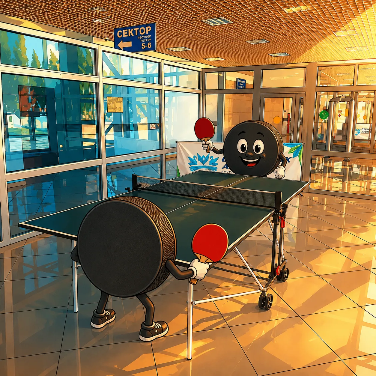 🏓Дворец спорта предоставляет услугу почасовой аренды стола для игры в настольный теннис.