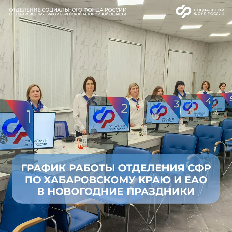 Жители Хабаровского края и ЕАО смогут получить услуги регионального Отделения Соцфонда в новогодние 
