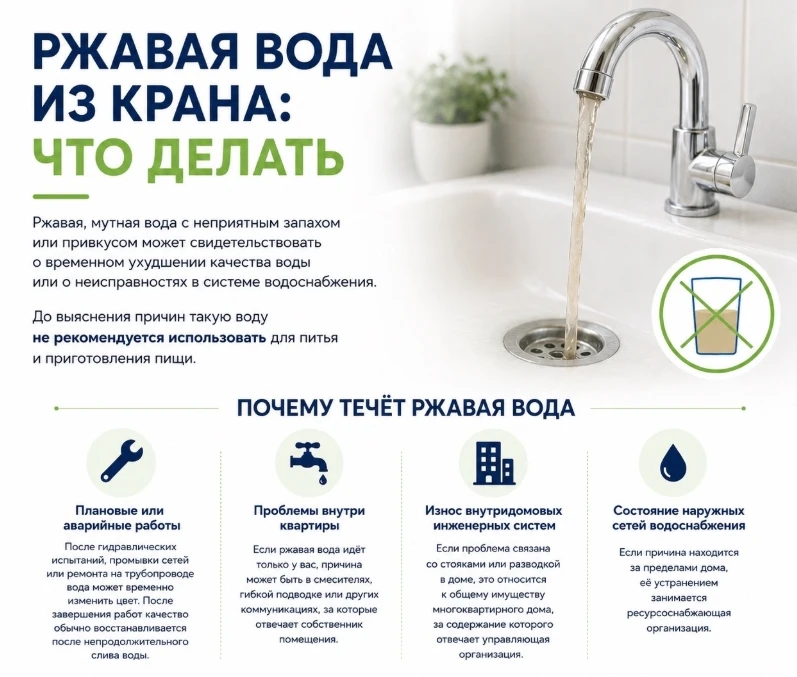 Если вы открыли кран, а вместо прозрачной воды увидели мутную, бурую жидкость с неприят...