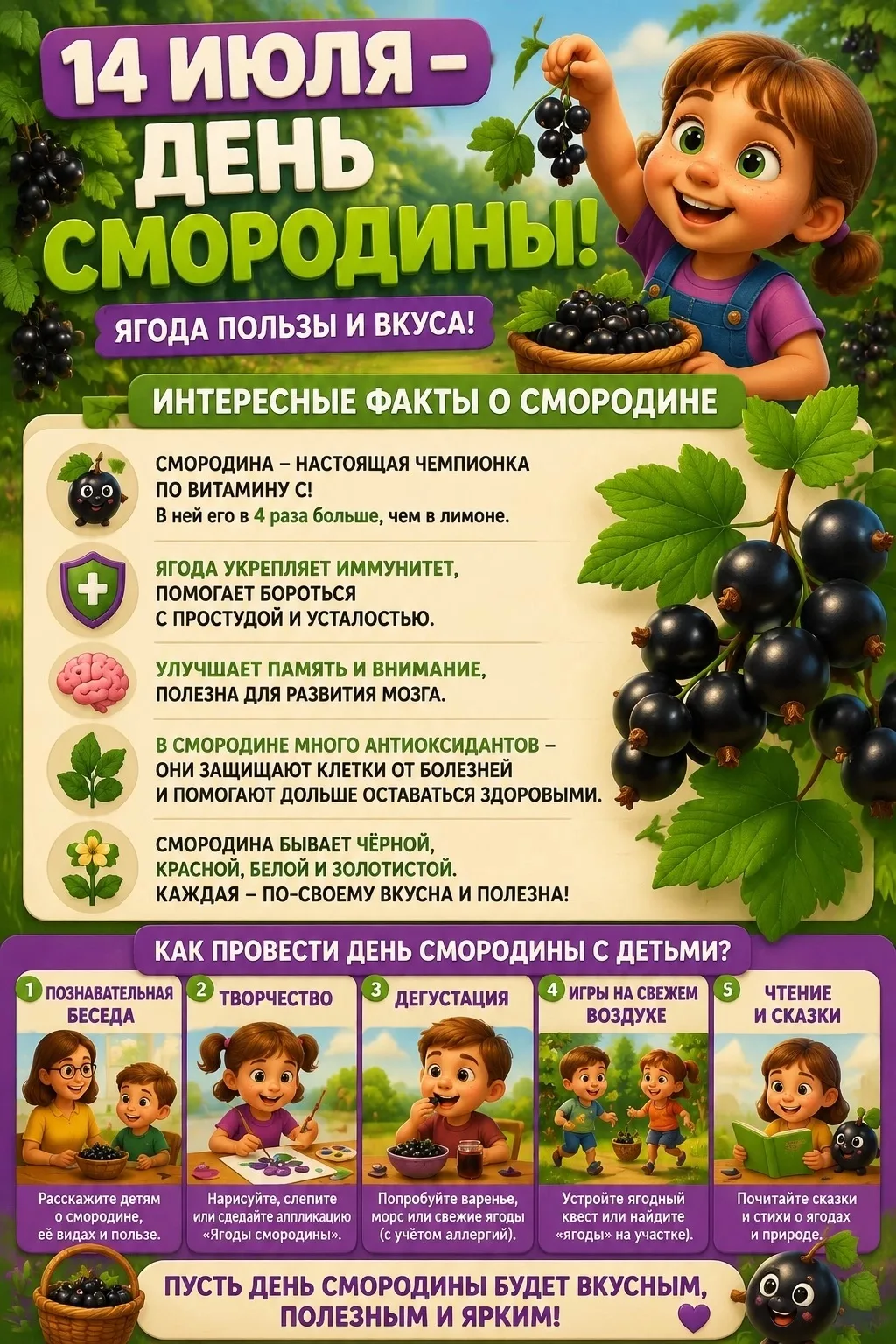 🌟 14 июля отмечается неофициальный праздник - День смородины! Эта дата выбрана не случайно: именно 