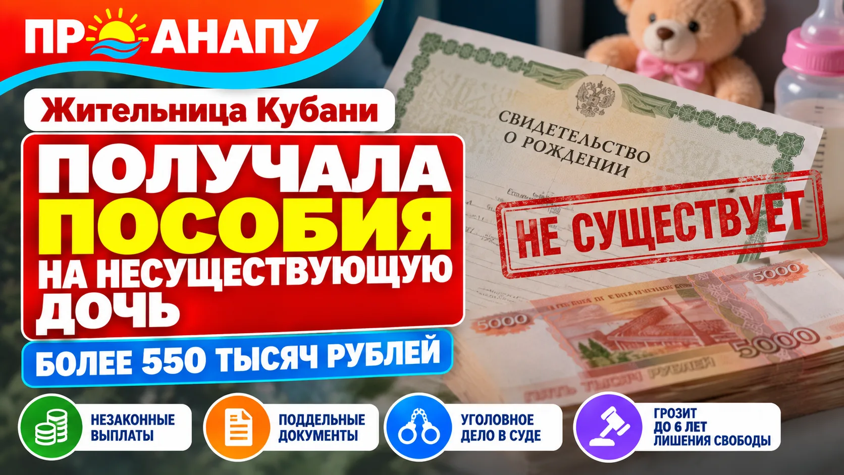Жительница Кубани три года получала пособия на несуществующую дочь