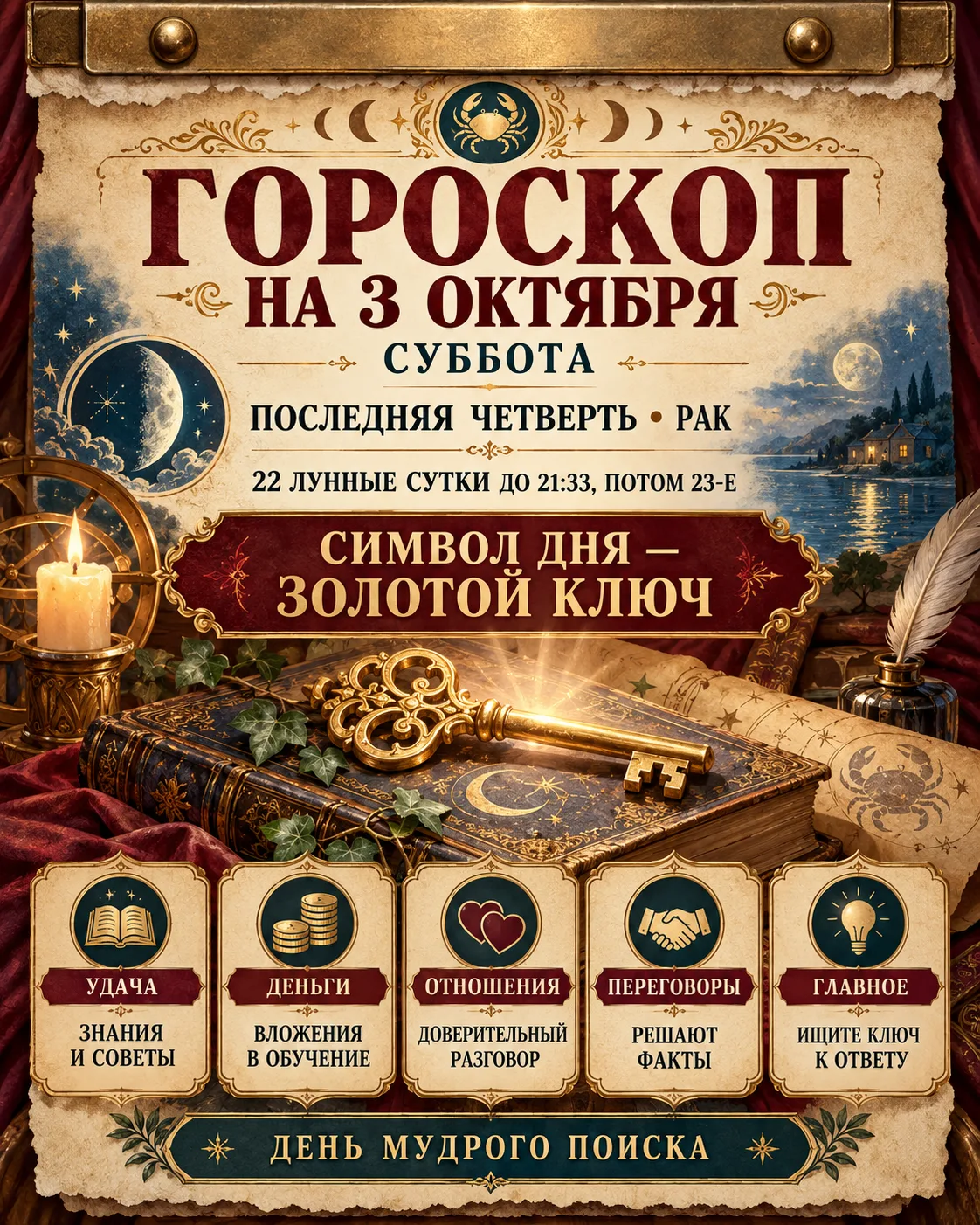 🌙 ГОРОСКОП НА СЕГОДНЯ — 3 ОКТЯБРЯ