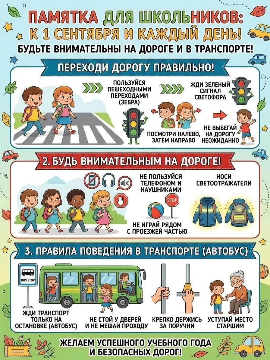 Снова за парту: напоминаем о правилах безопасности на дороге! 🚌📚