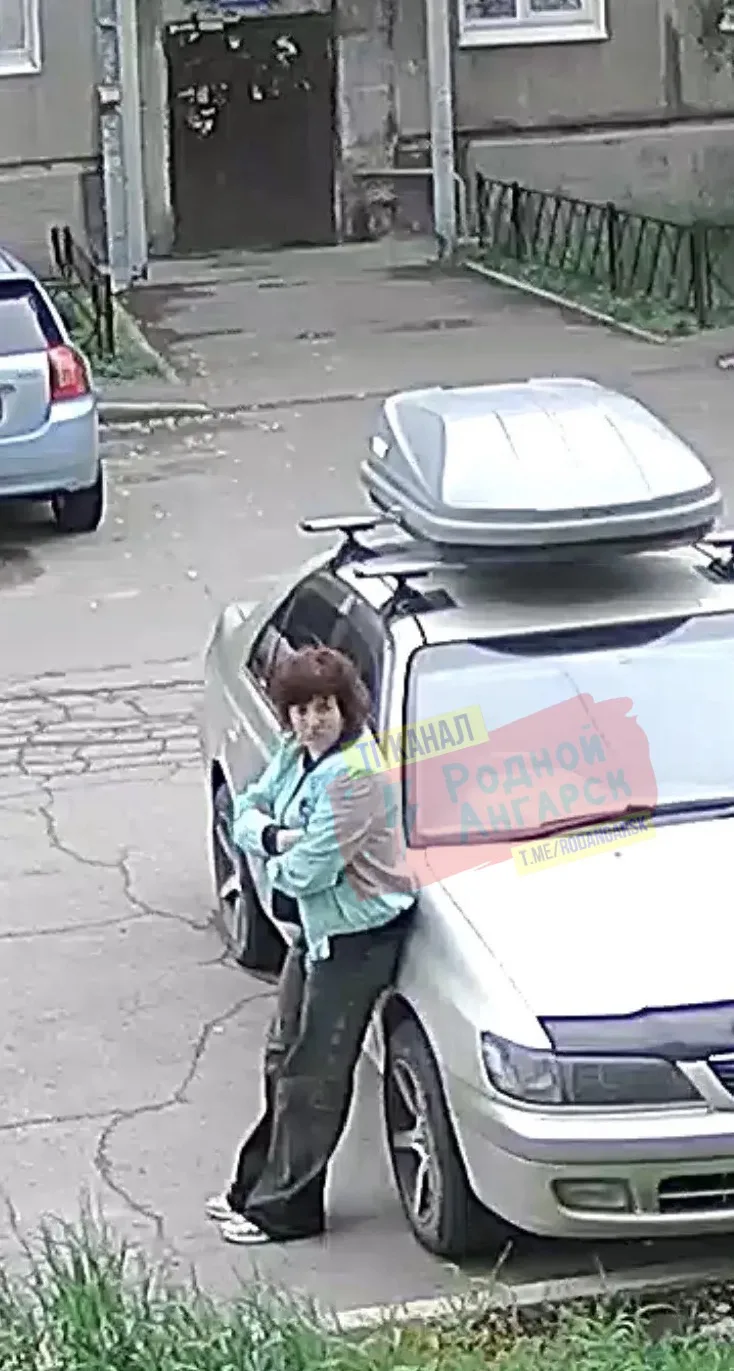 Здравствуйте, Родной Ангарск! Кому известна эта дамочка? Она повредила у нас во дворе (8 микрорайон)
