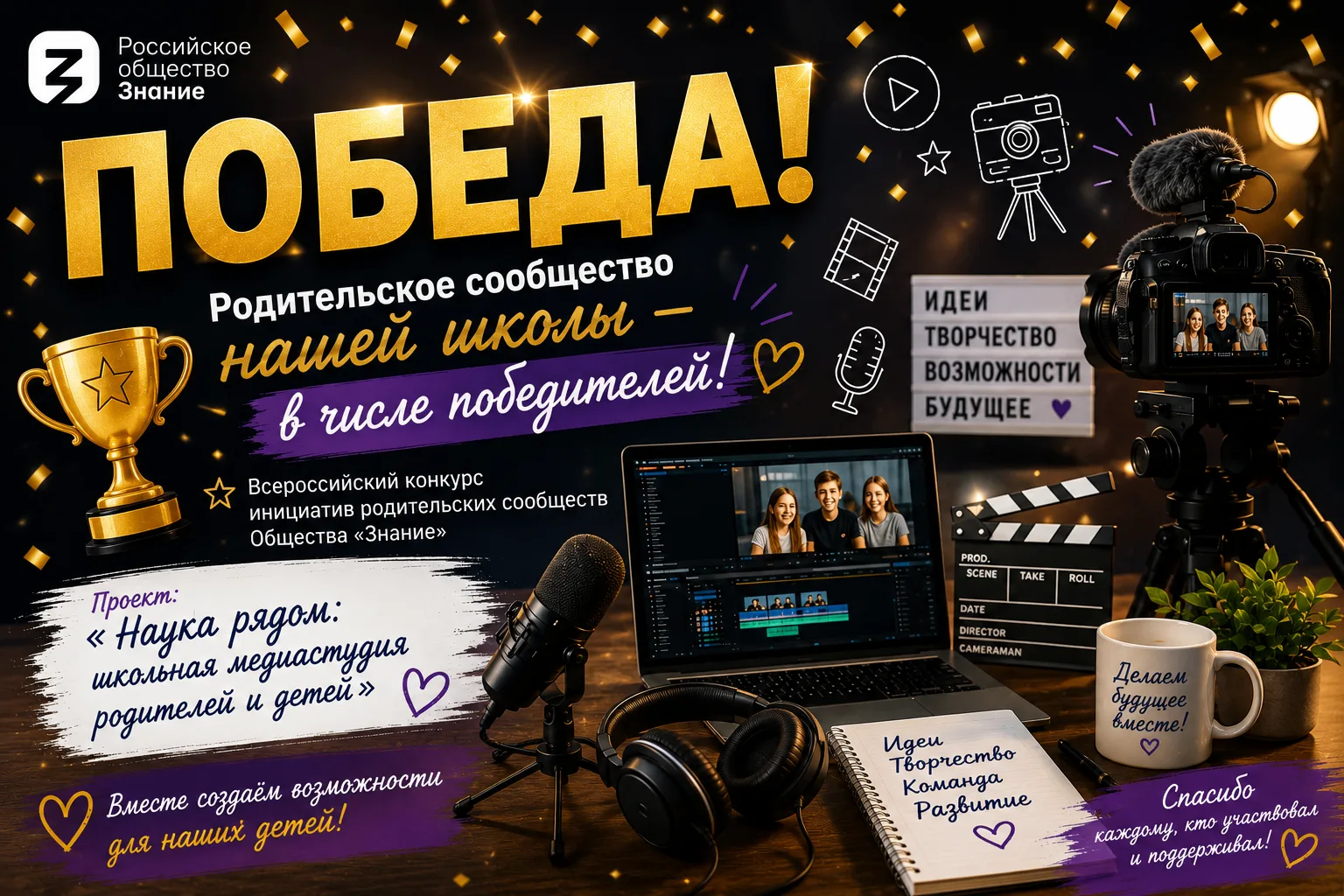 🏆 У нас отличная новость!

🎉 Родительское сообщество Средней школы №25 им. Н.К. Крупской — в числе