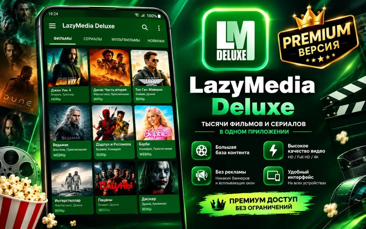 LazyMedia Deluxe — это одно из топовых приложений для просмотра и скачивания фильмов на...