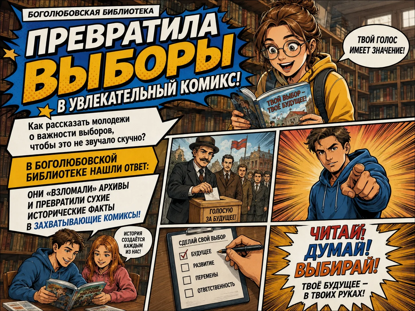 📚✨Боголюбовская библиотека превратила выборы в увлекательный комикс