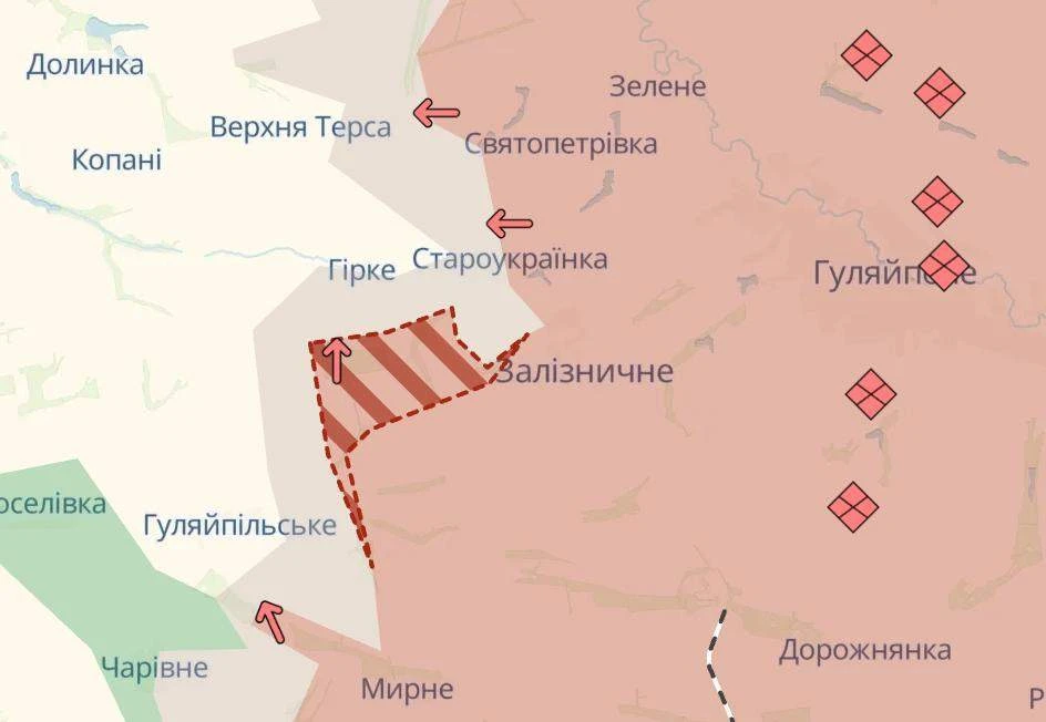Хохлы нехотя признают, что Армия РФ продвинулась около Горького западнее Гуляйполя.