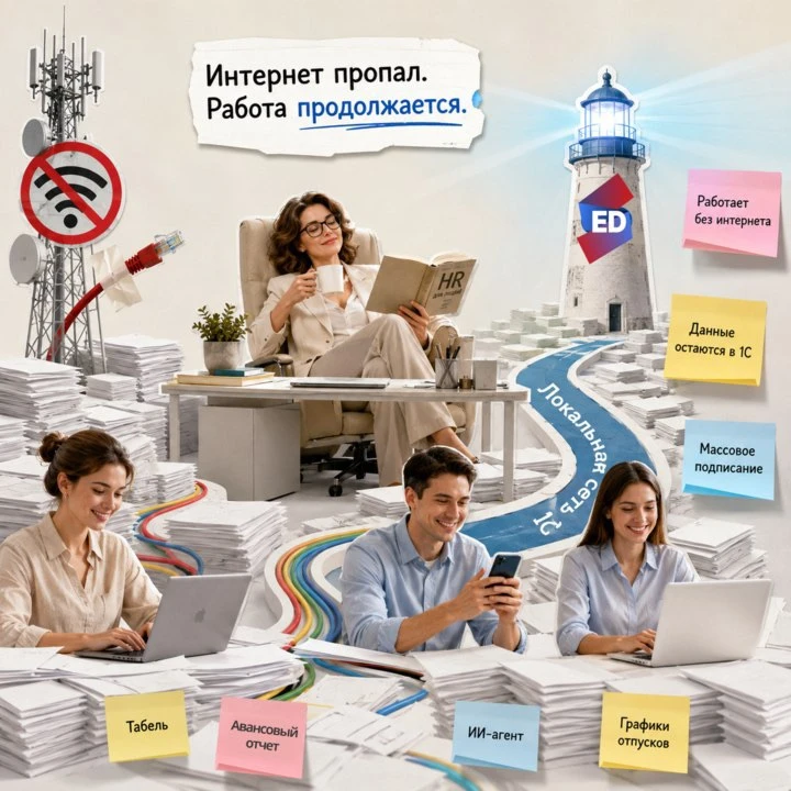 Возможно ли вести кадровый учет в 1С без интернета?