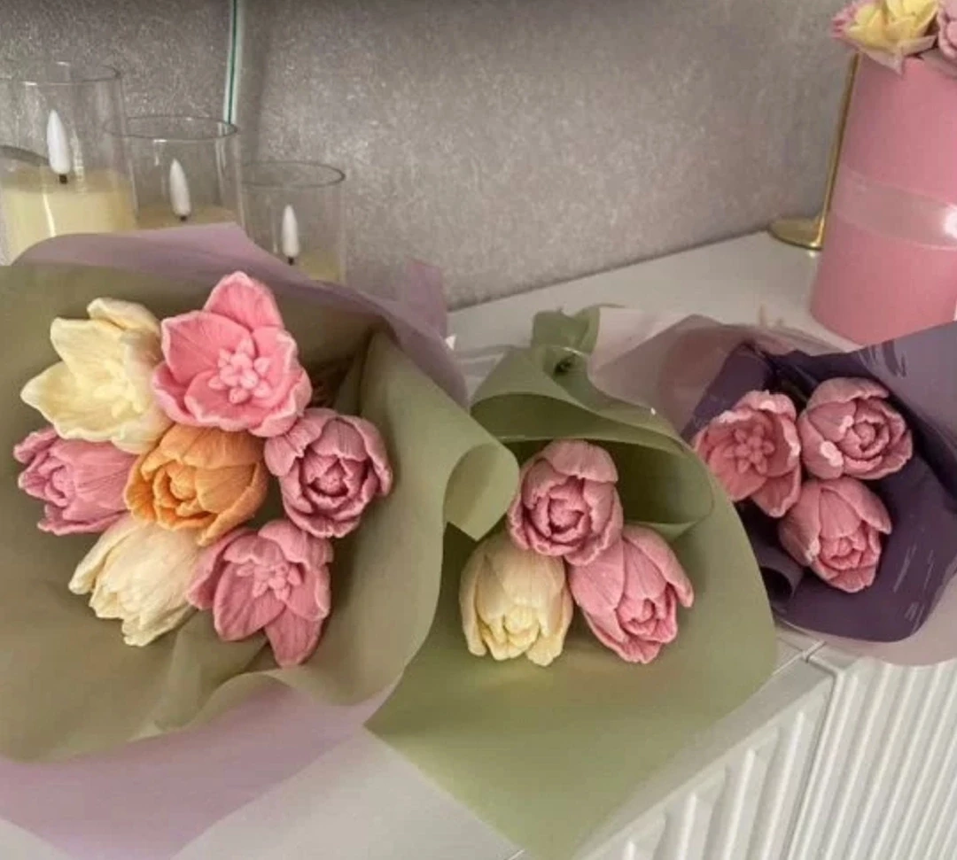 🌺🌿🌹  Шоколадные букеты в ассортименте "Тюльпаны для принцессы!"

💐 Три тюльпана, чистый вес - 75