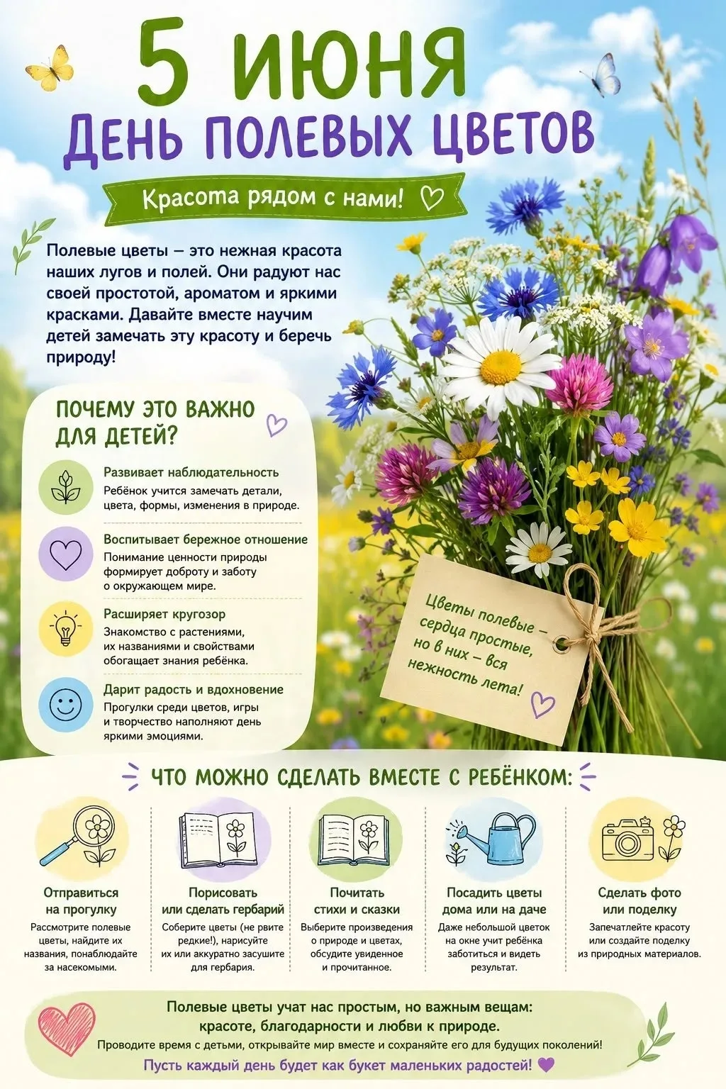 Сегодня один из самых красивых и добрых праздников — 5 июля, День полевых цветов.🌾