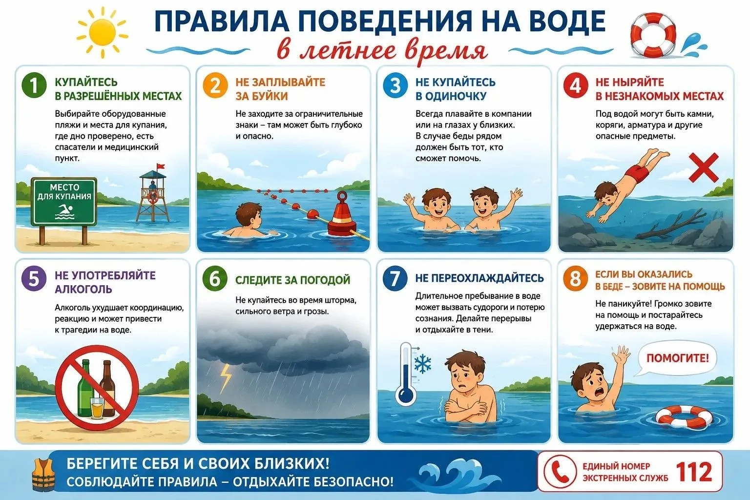 🌊 Безопасность на воде начинается с простых правил!