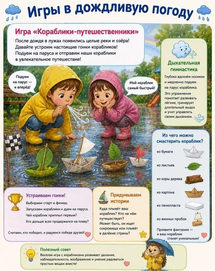 💦  Для многих родителей дождь — это повод остаться дома 🏠. Но для ребёнка прогулка по...