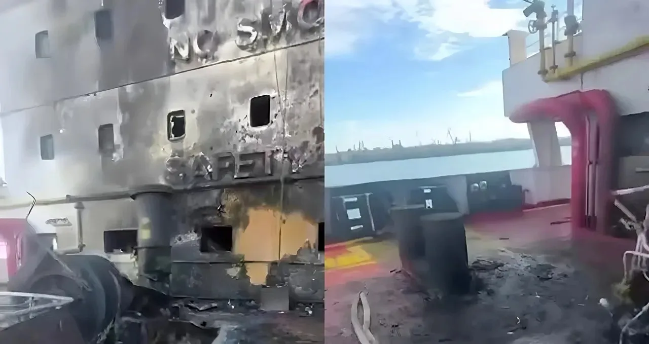 Показаны кадры последствий удара БПЛА по турецкому танкеру в украинском порту