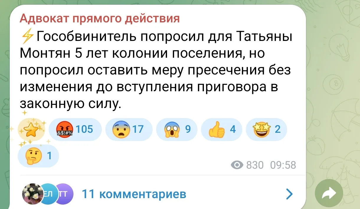 Монтян запросили колонию-поселение. И не арестовывать. Не дай бог, Татьяна Монтян не см...