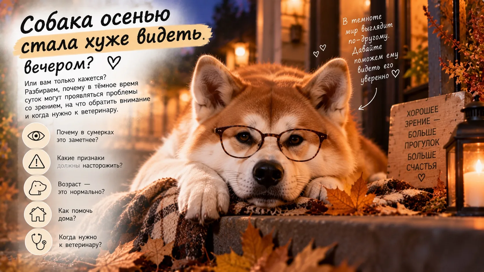 Собака осенью стала хуже видеть вечером. Или вам только кажется? 👀🌙
