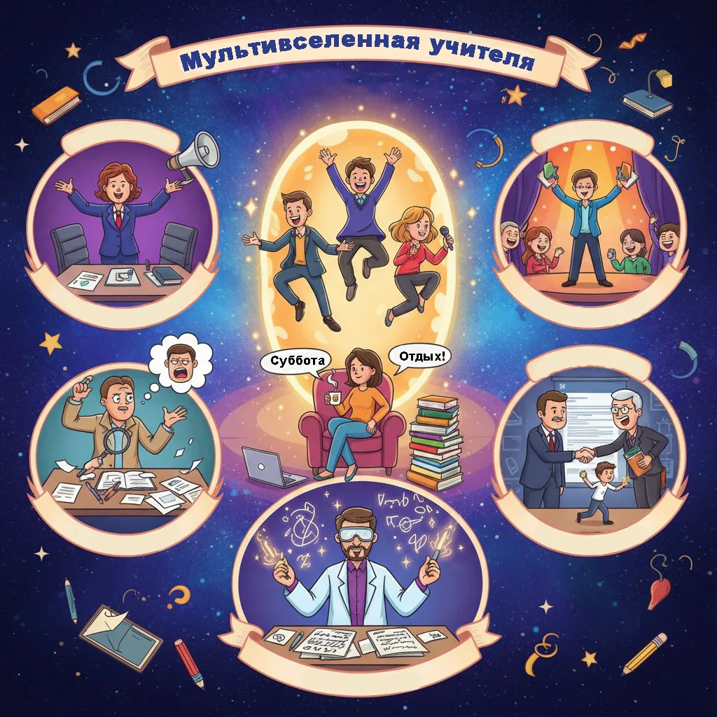 Мультивселенная учителя: кем бы мы стали в другой жизни? 🎭

Коллеги, с субботой вас! 🎉 Надеюсь, вы