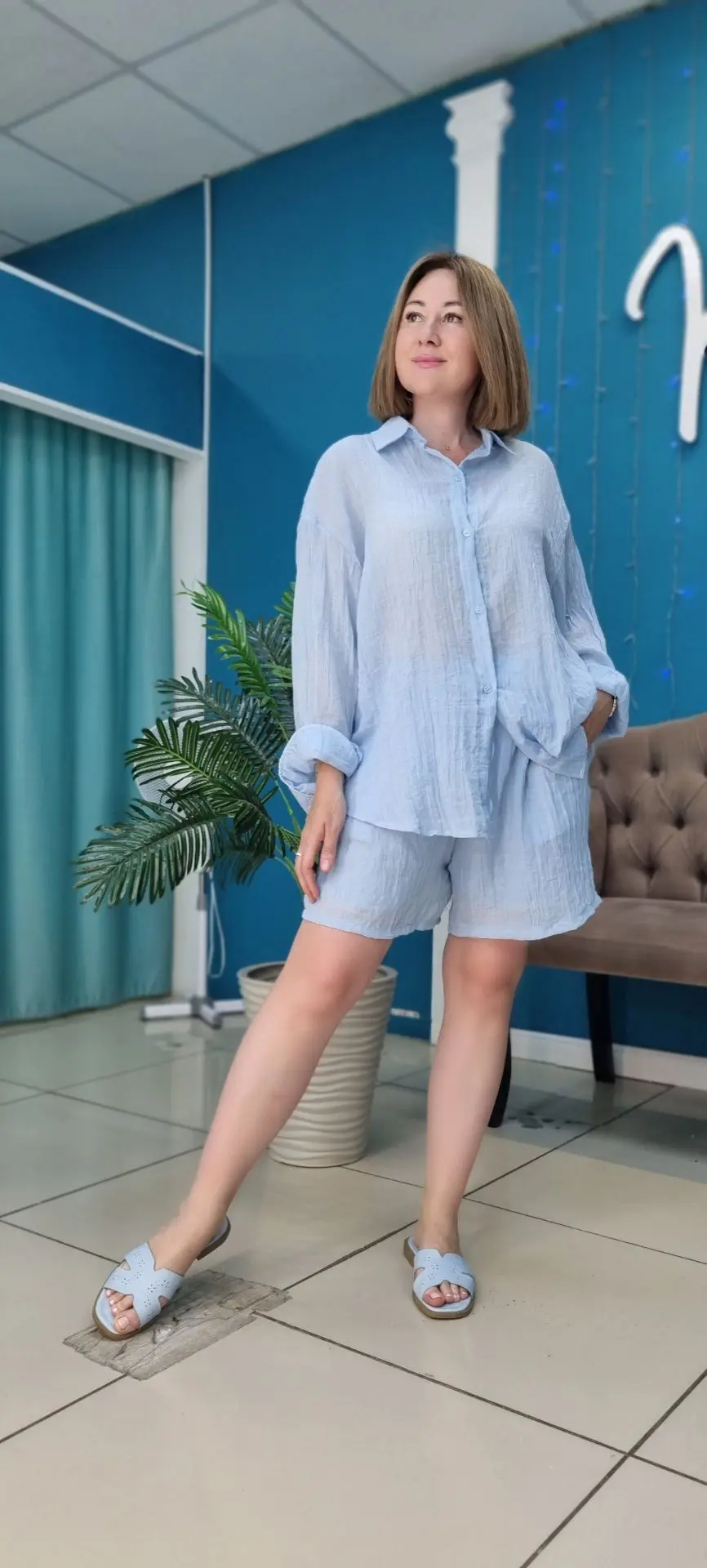 ✅️костюм  с шортиками  из муслина.
