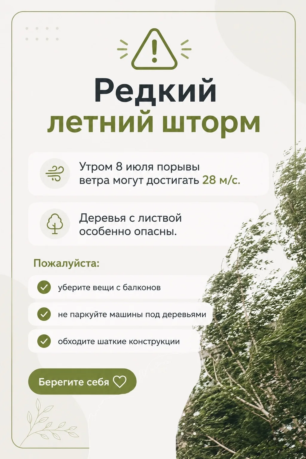 💨 Калининградскую область может накрыть редкий для лета шторм