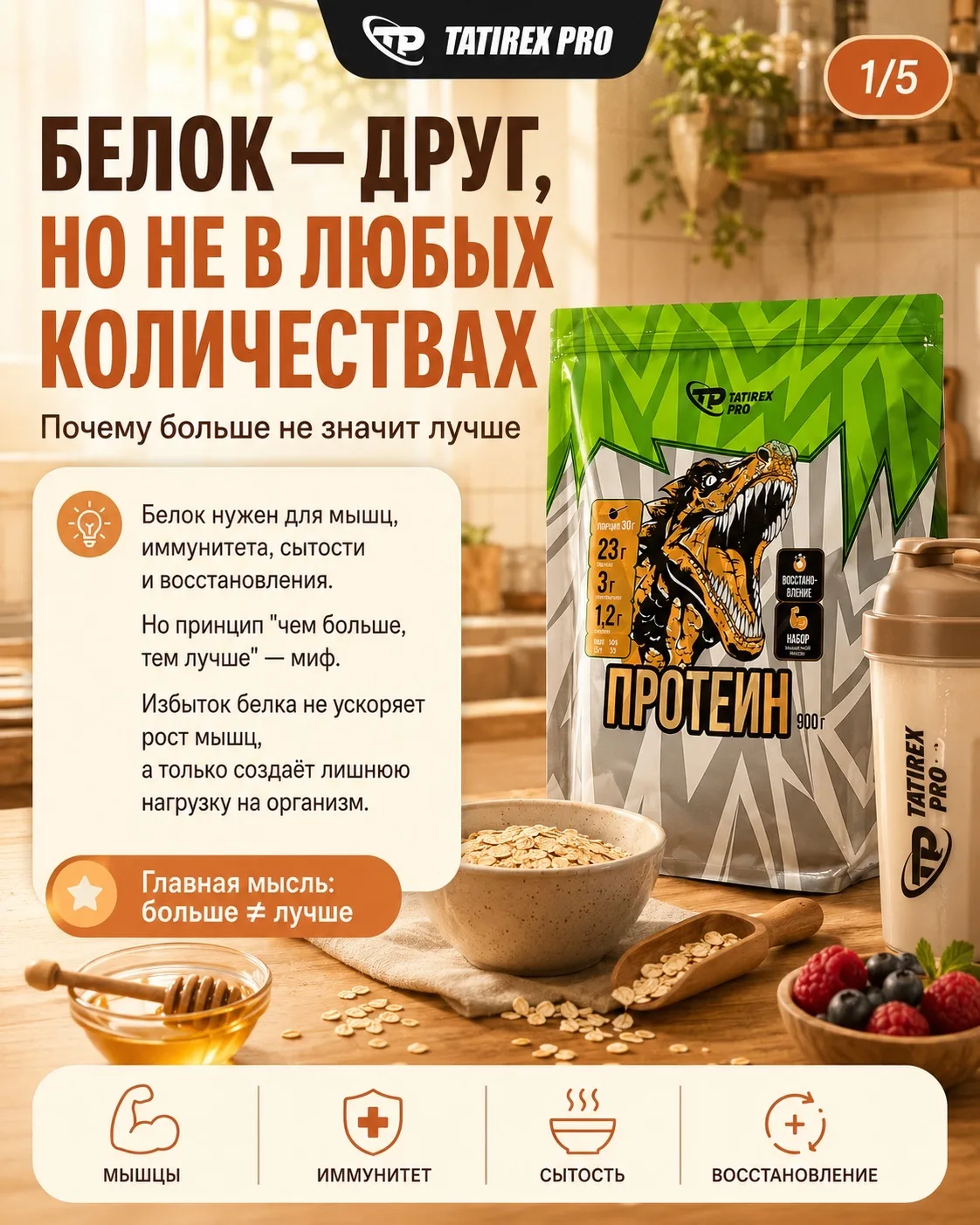 💪Белок – друг, но не в любых количествах, почему так?