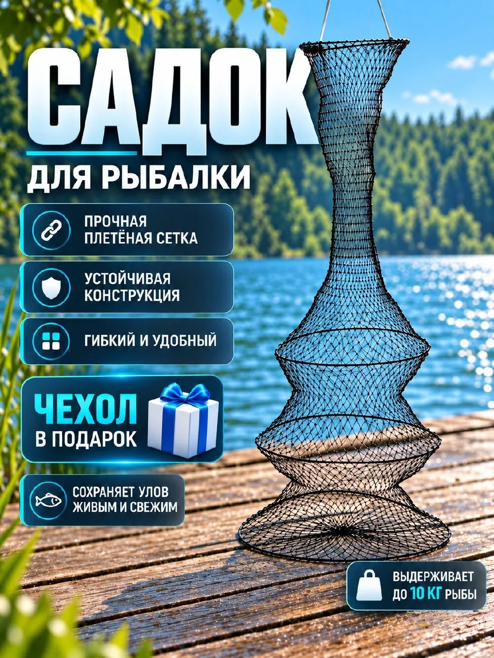 🟠 Садок рыболовный для хранения рыбы / Рыболовный садок 3 секции