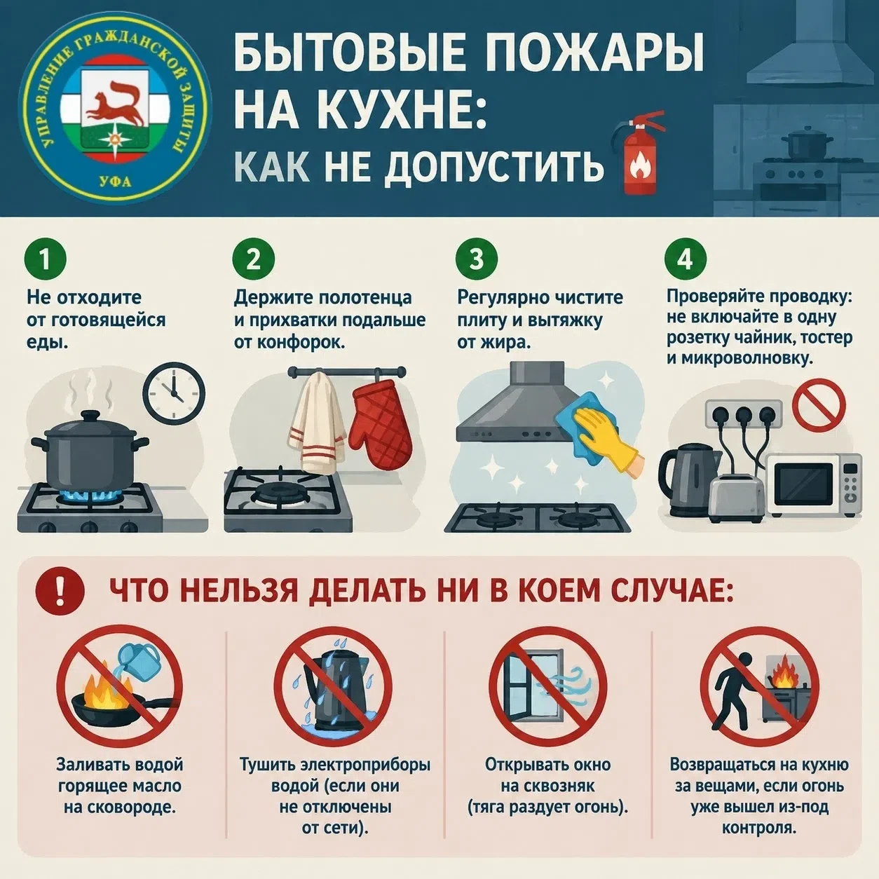 БЫТОВЫЕ ПОЖАРЫ НА КУХНЕ: КАК НЕ ДОПУСТИТЬ🧯