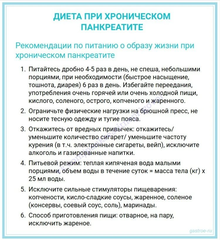 Диета при хроническом панкреатите.