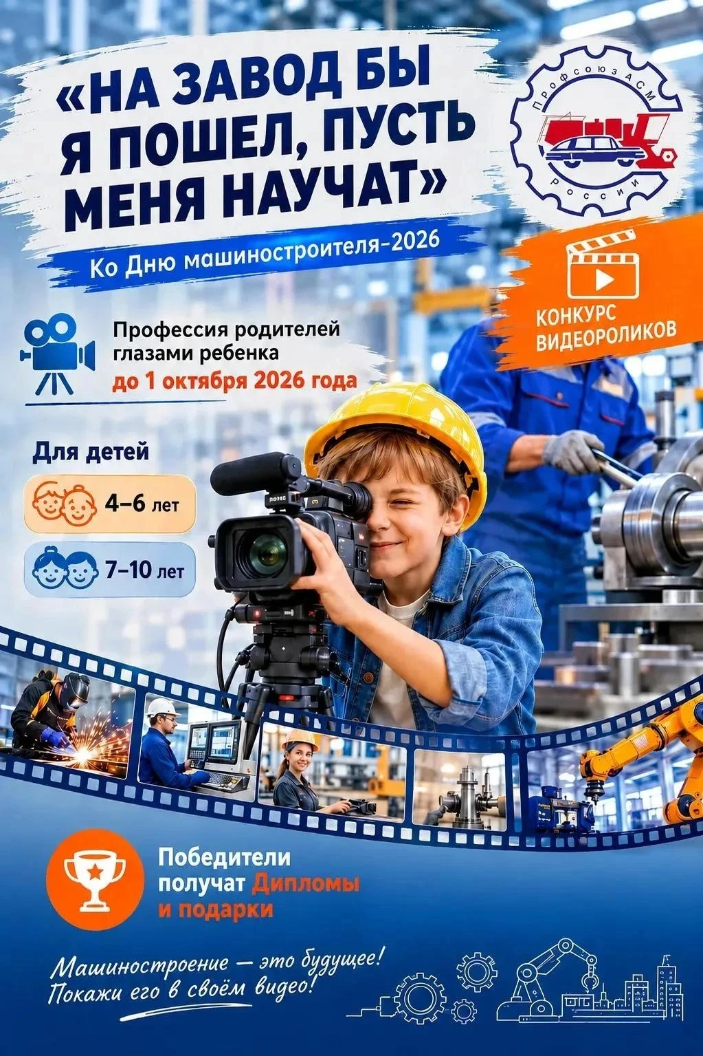 🎬 СТАРТУЕТ КОНКУРС ВИДЕОРОЛИКОВ «НА ЗАВОД БЫ Я ПОШЁЛ, ПУСТЬ МЕНЯ НАУЧАТ»!