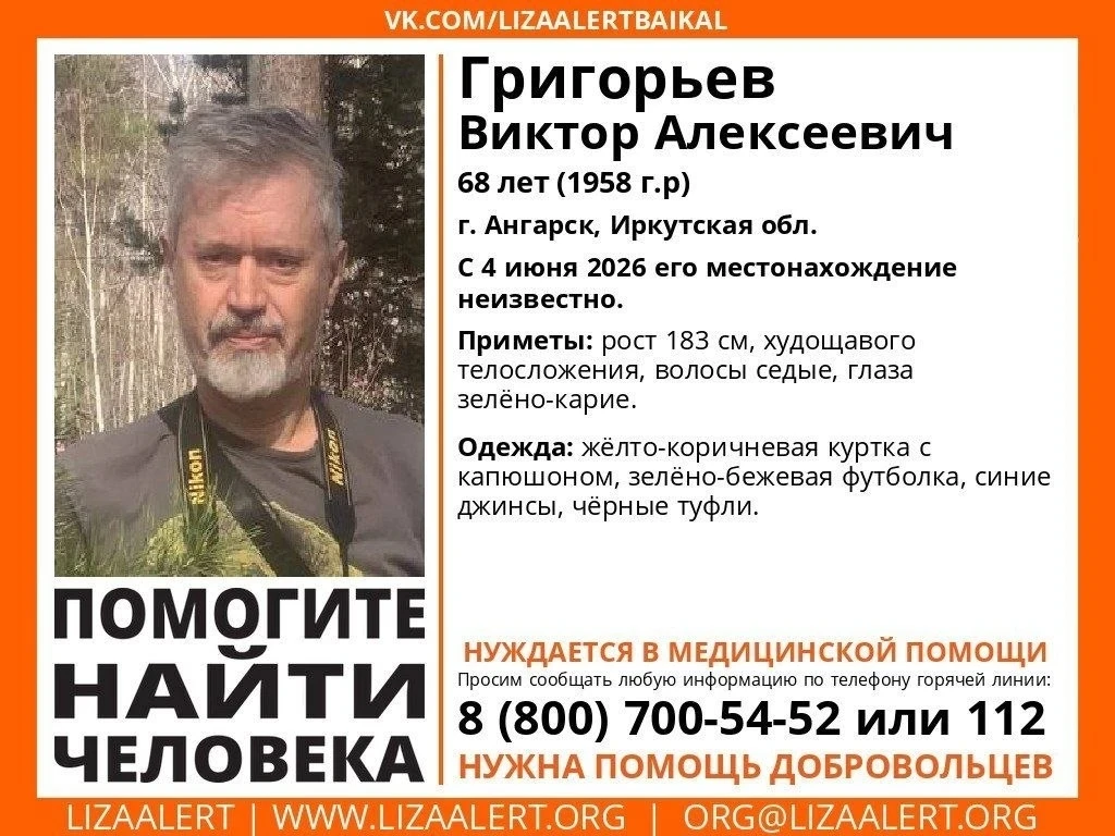 Внимание! Помогите найти человека!

По поиску есть автономные задачи.

Пропал #Григорьев Виктор Алек