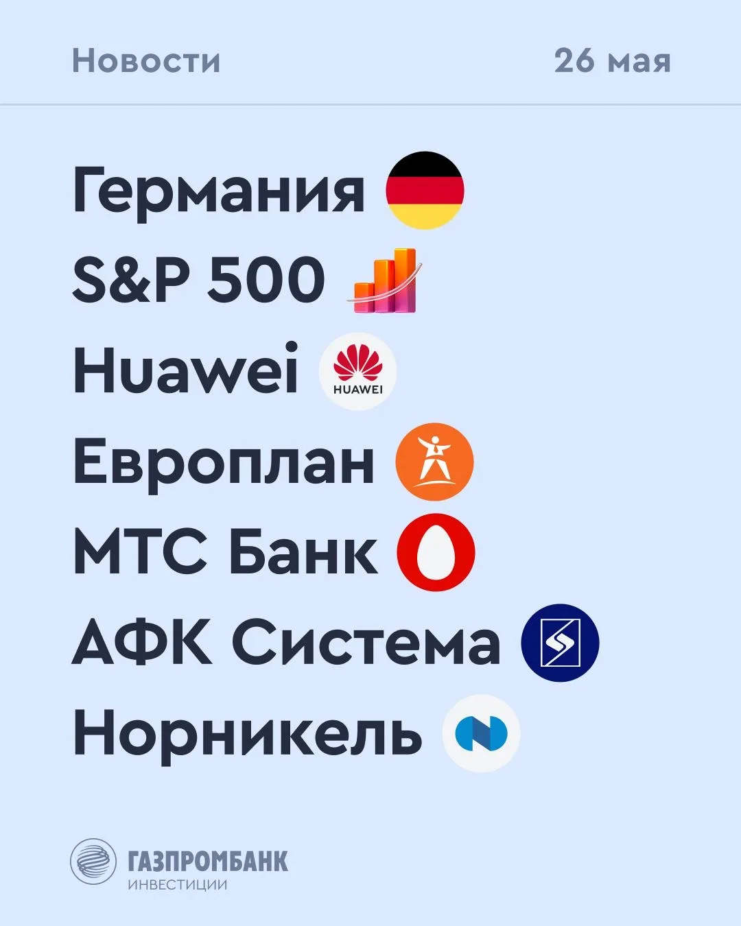 ➡️ Что происходит на рынке Сегодня, 26 мая  🔹 По итогам первого квартала 2026 года чистая прибыль Ев