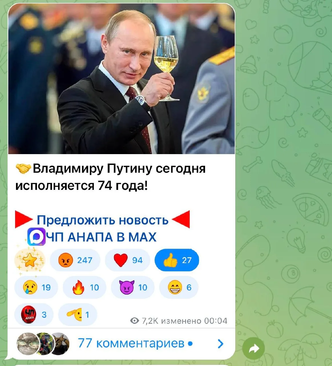 Цифры одного поста в Telegram и MAX
