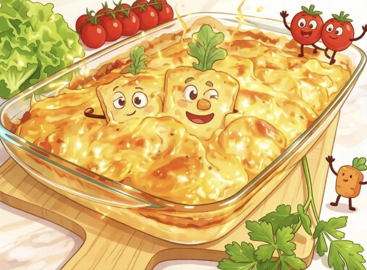 Курица с картошкой под сырно-сметанной шапочкой