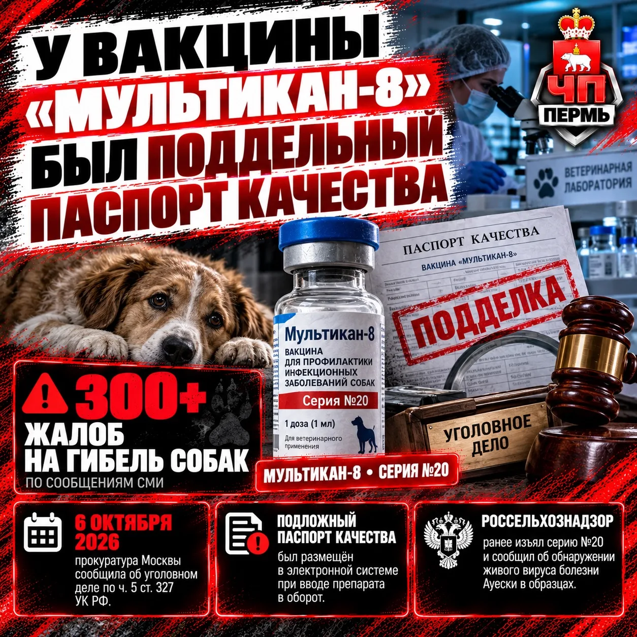 ❗️ У вакцины «Мультикан-8», от которой погибли сотни питомцев по всей России, был подде...