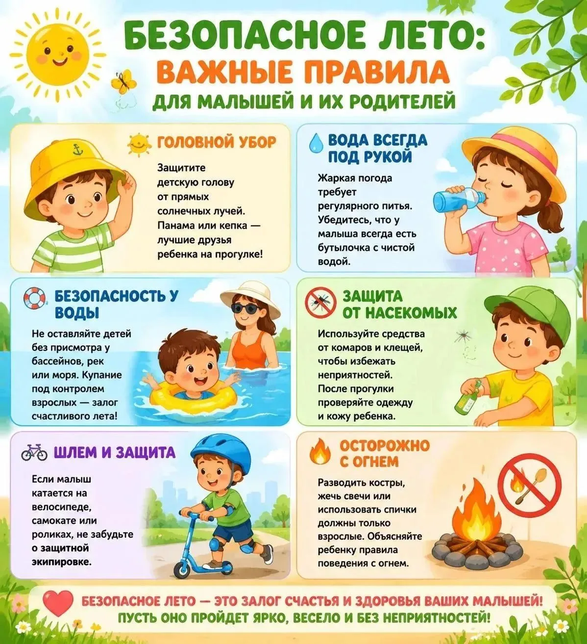 Безопасное лето: основные правила для детей и их родителей

В целях обеспечения безопасности детей в