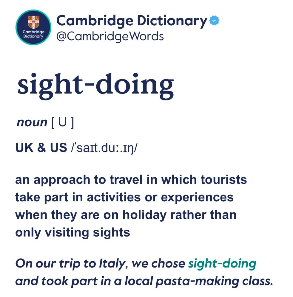 Come up with any sentence using the word "sight-doing".