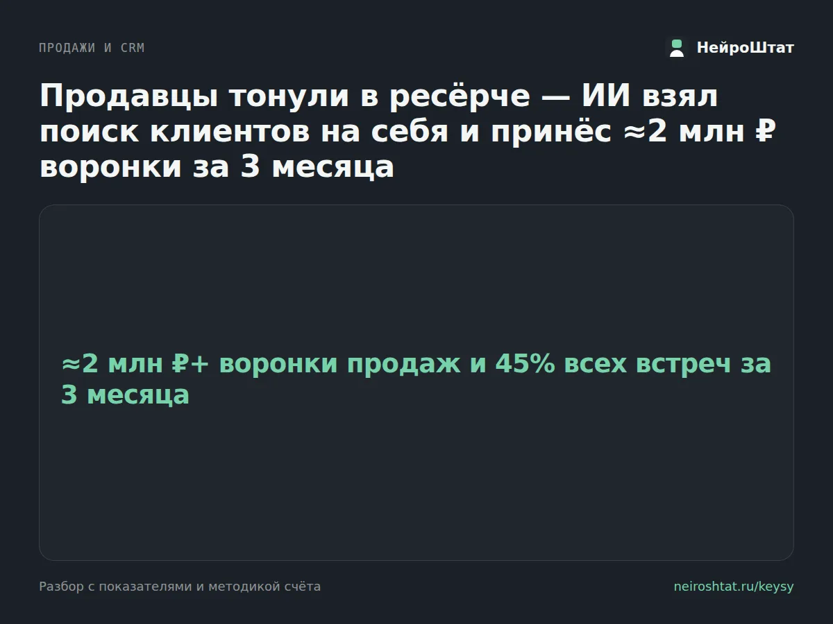 Продавцы искали клиентов вручную — теперь это 2 млн ₽ в воронке