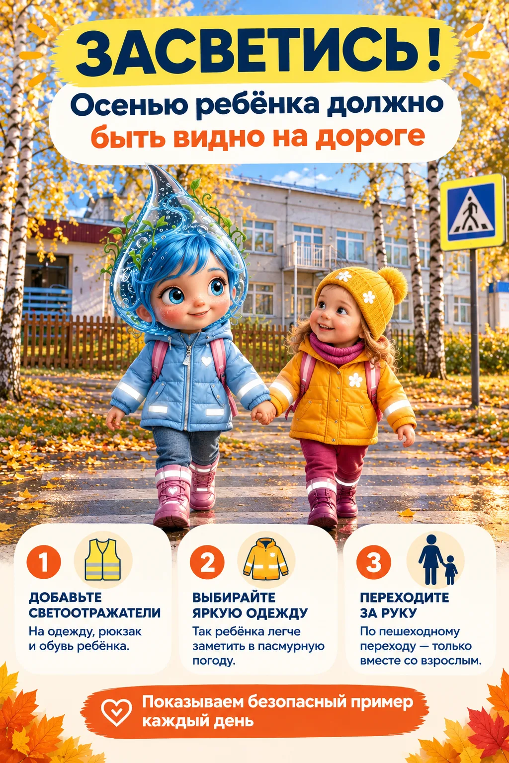 🍂 «ЗАСВЕТИСЬ!» — будь заметным на дороге! 🚸