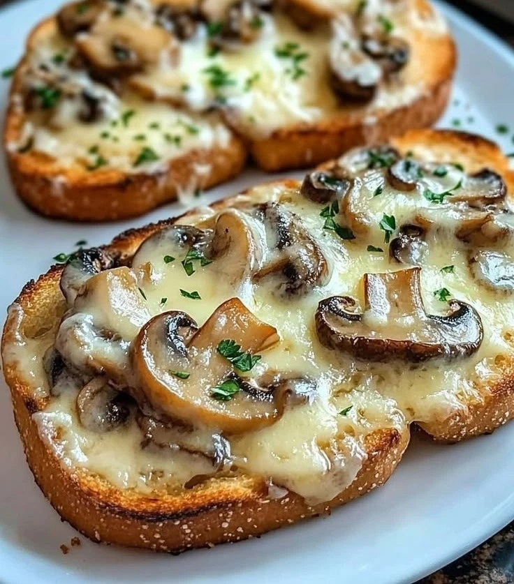 Рецепт тостов с грибами и сыром: