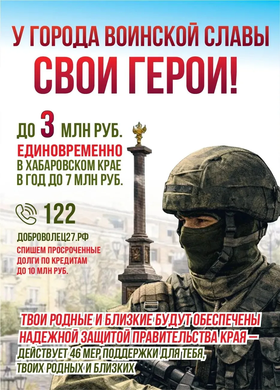 Для службы по контракту в вооружённых силах необходимы кандидаты
 
200 тыс. рублей получит тот, кто 