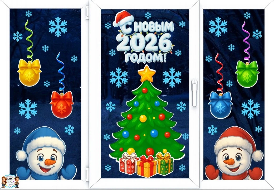 🎄Оформление окон "С Новым годом!"  👇 Скачать БЕСПЛАТНО👇  ✅ Делиться в ВК можно исключительно через Р